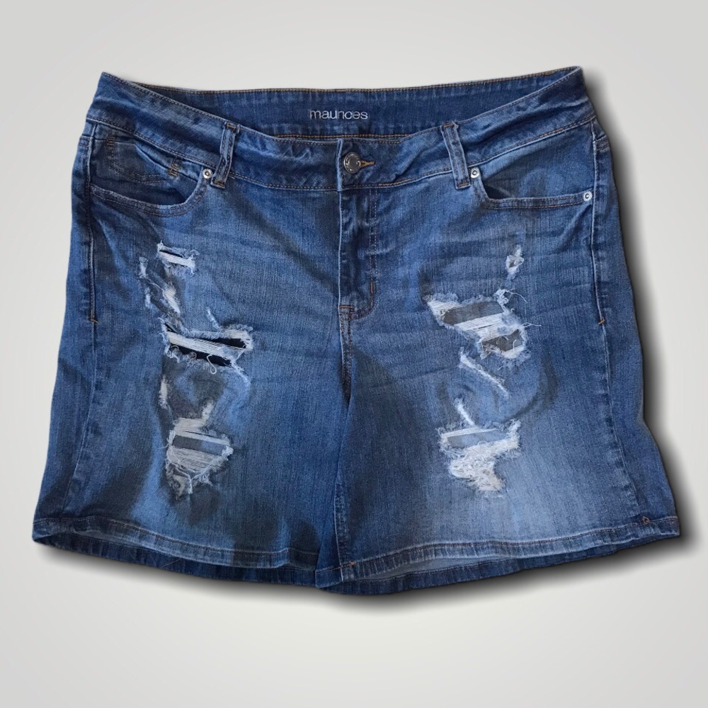 Maurices Distressed Destructed Patched Jean Shorts